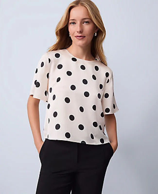 Ann Taylor Dotted Satin Top sold by Ann Taylor
