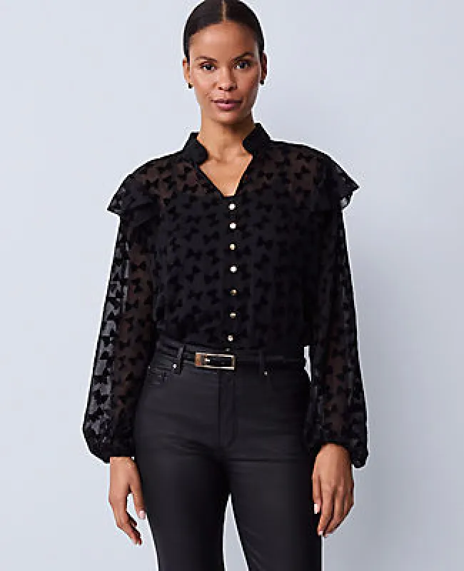 Ann Taylor Ruffle Trim Blouse sold by Ann Taylor