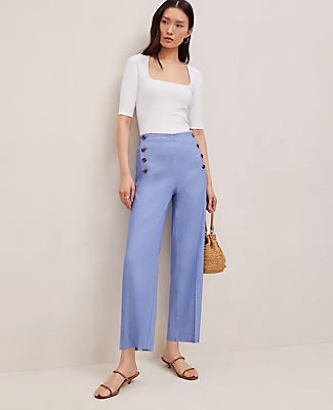 Ann Taylor The Sailor Grace Straight Pant in Linen Blend sold by Ann Taylor