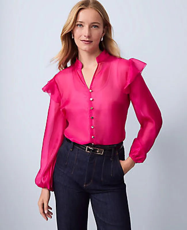 Ann Taylor Ruffle Trim Blouse sold by Ann Taylor