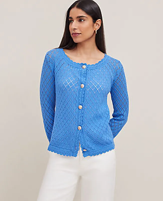 Ann Taylor Scalloped Ballet Neck Cardigan sold by Ann Taylor