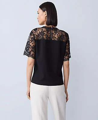 Ann Taylor Ponte Lace Trim Top sold by Ann Taylor product image thumbnail 2