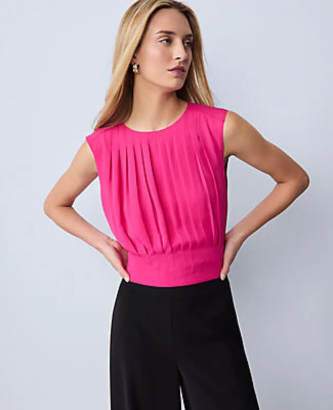 Ann Taylor Pleated Satin Tank Top sold by Ann Taylor