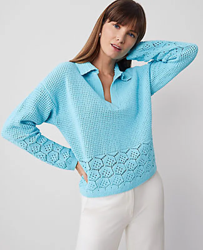 Ann Taylor Crochet Collared Sweater sold by Ann Taylor