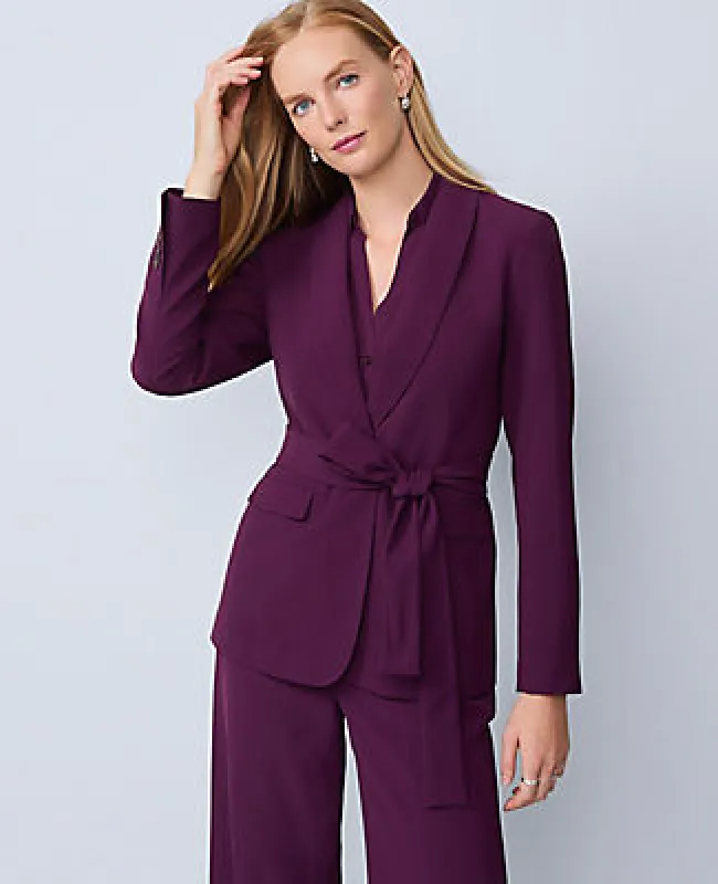 Ann Taylor The Petite Belted Shawl Collar Blazer sold by Ann Taylor