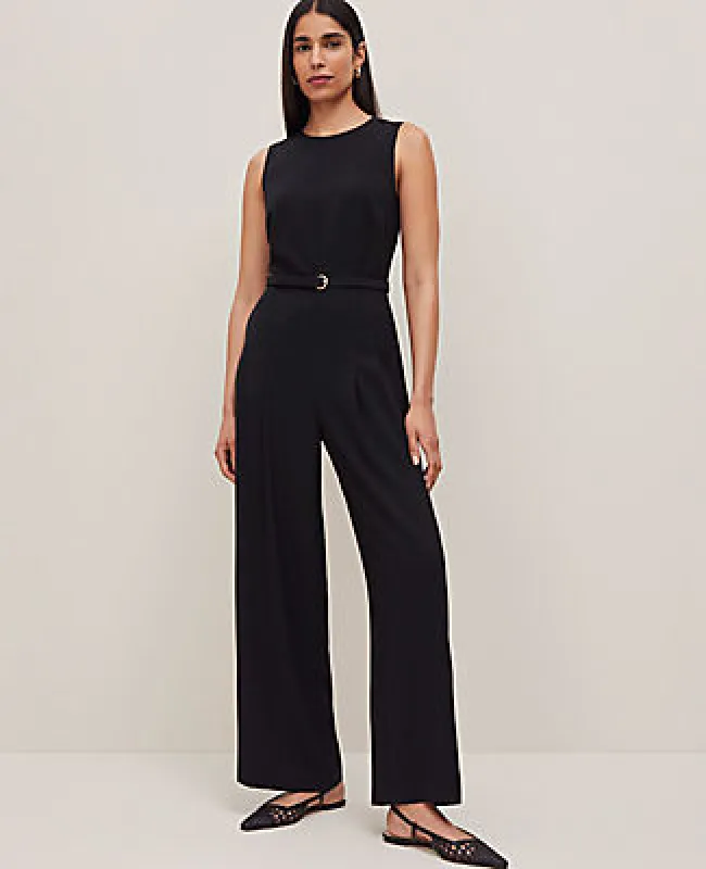 Ann Taylor Petite Belted Crew Neck Jumpsuit sold by Ann Taylor