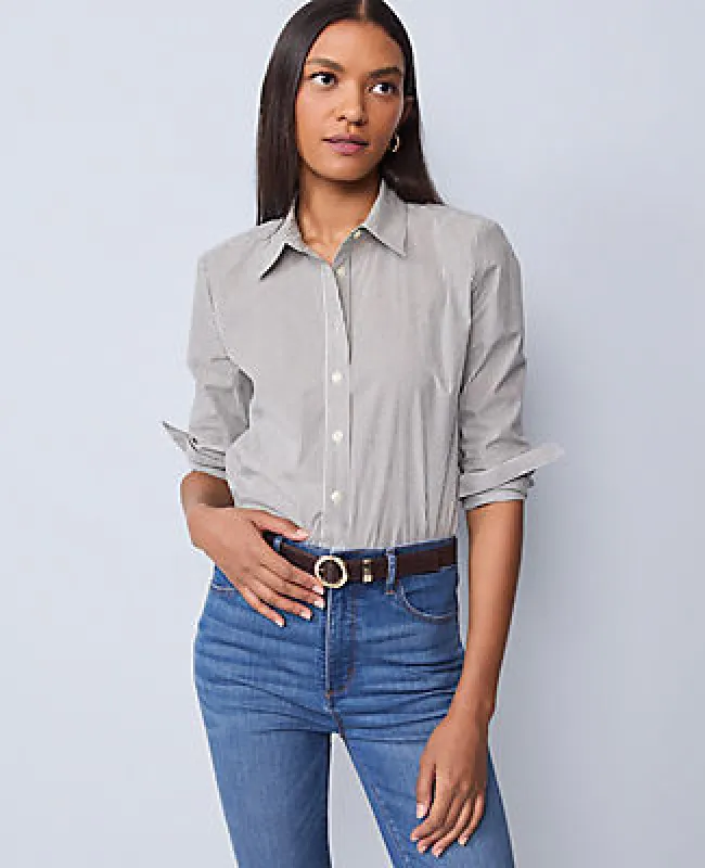 Ann Taylor Weekend Collection Striped Relaxed Perfect Shirt sold by Ann Taylor