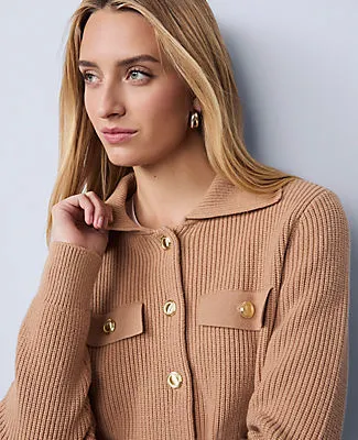 Ann Taylor Weekend Collection Faux Fur Trim Ribbed Jacket sold by Ann Taylor product image thumbnail 3