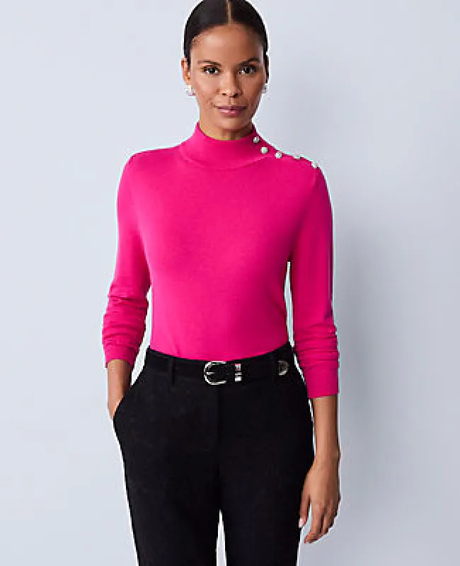 Ann Taylor Button Turtleneck Sweater sold by Ann Taylor