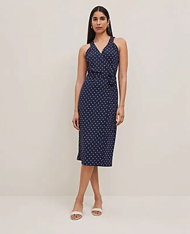 Ann Taylor Polka Dot Halter Wrap Midi Dress sold by Ann Taylor