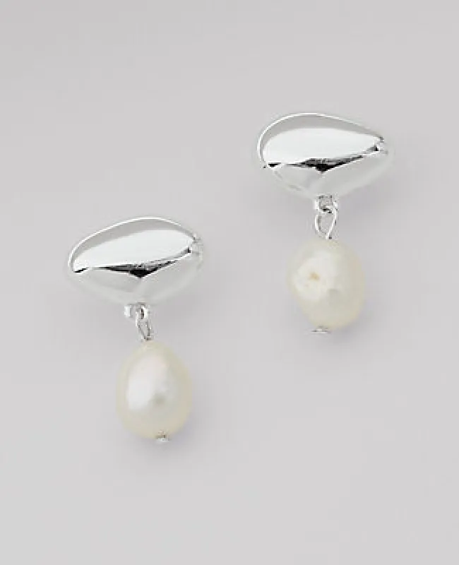 Ann Taylor Freshwater Pearl Metal Bean Drop Earrings made by Ann Taylor