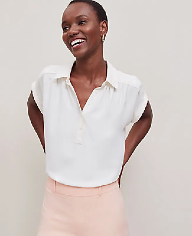 Ann Taylor Split Neck Popover Top sold by Ann Taylor