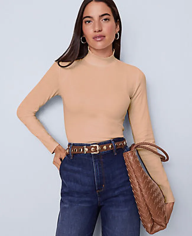 Ann Taylor Weekend Collection Ruffle Mock Neck Top made by Ann Taylor