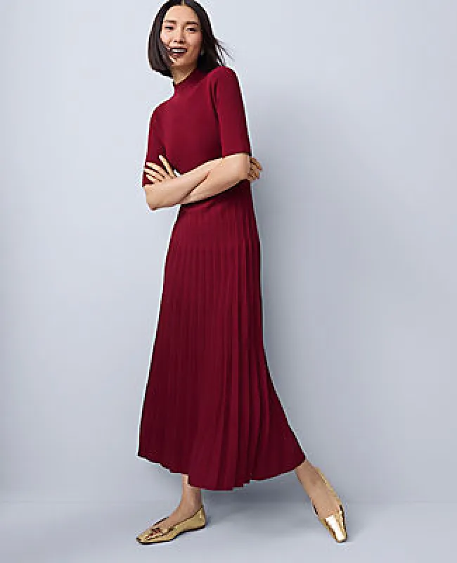Ann Taylor Petite Mock Neck Pleated Sweater Dress sold by Ann Taylor