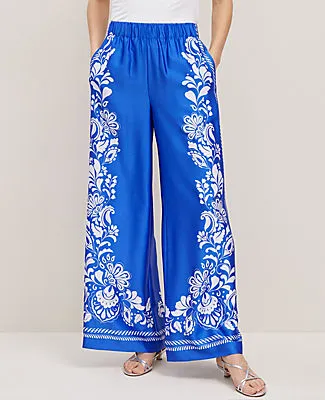 Ann Taylor The Easy Palazzo Pant in Paisley Satin sold by Ann Taylor product image thumbnail 2