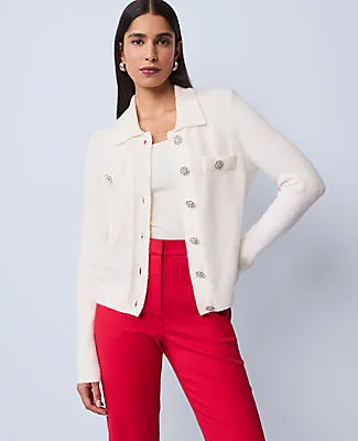 Ann Taylor Petite Embellished Collared Cardigan sold by Ann Taylor product image thumbnail 4