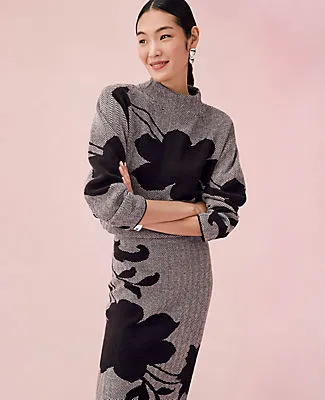 Ann Taylor Petite Herringbone Floral Jacquard Sweater sold by Ann Taylor product image thumbnail 3