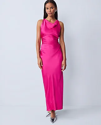 Ann Taylor Halter Bias Satin Maxi Dress sold by Ann Taylor