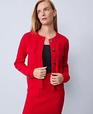 Ann Taylor Petite Ribbed Sweater Jacket sold by Ann Taylor product image thumbnail 3