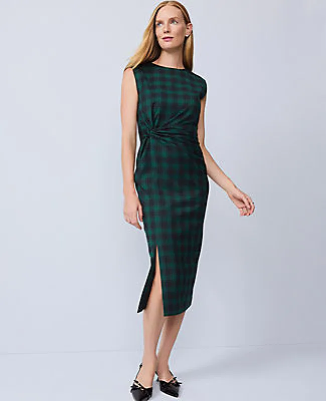 Ann Taylor Petite Plaid Twist Sheath Dress made by Ann Taylor