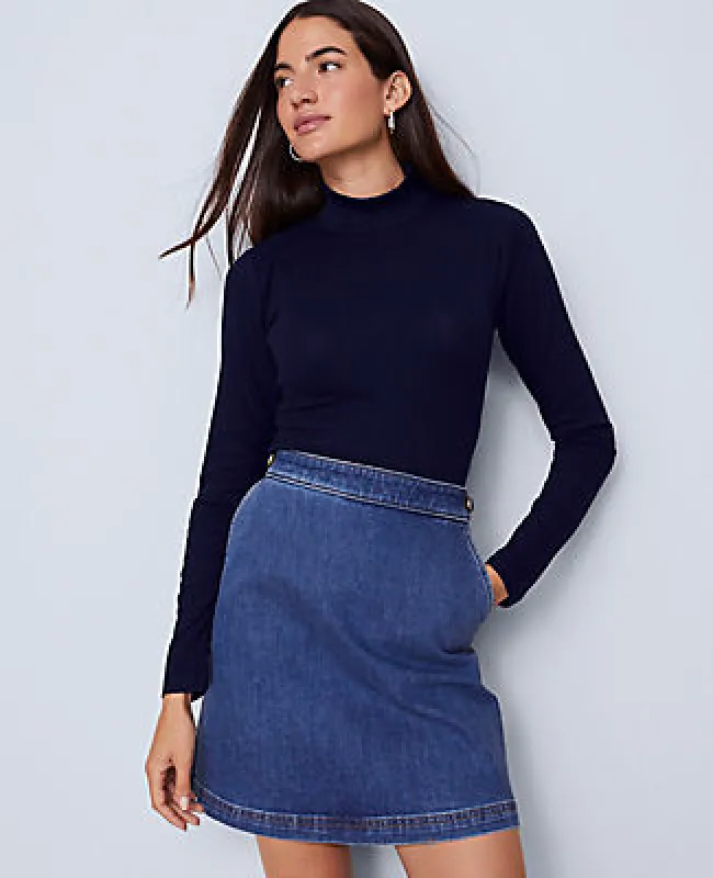 Ann Taylor Weekend Collection Ruffle Mock Neck Top made by Ann Taylor