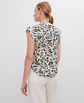 Ann Taylor Linen Blend Floral Pintucked Top sold by Ann Taylor product image thumbnail 2