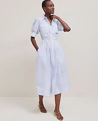 Ann Taylor Embroidered Trim Striped Shirtdress sold by Ann Taylor