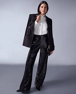 Ann Taylor The Petite Perfect Wide-Leg Pant in Sequin sold by Ann Taylor product image thumbnail 4