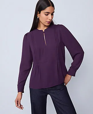 Ann Taylor Petite Mixed Media Pintuck Top sold by Ann Taylor