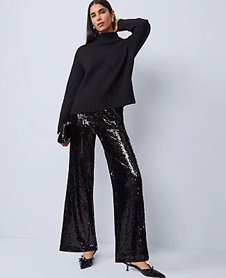 Ann Taylor The Perfect Wide-Leg Pant in Sequin sold by Ann Taylor