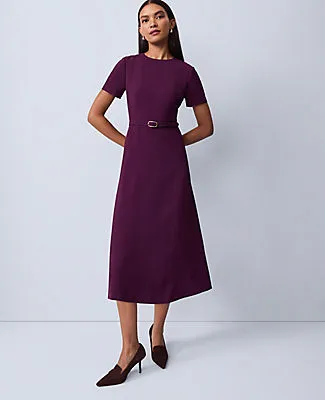 Ann Taylor Petite Belted Crew Neck Midi Dress sold by Ann Taylor