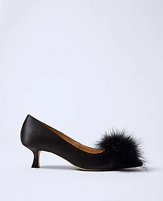 Ann Taylor Nip-Toe Kitten-Heel Suede Feather Pump sold by Ann Taylor