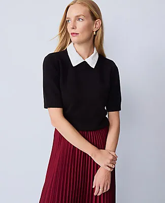 Ann Taylor Petite Lace Collar Sweater Tee sold by Ann Taylor product image thumbnail 2