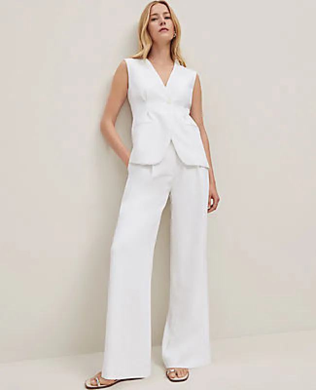 Ann Taylor The Petite Wide-Leg Pant in Crinkle Crepe sold by Ann Taylor