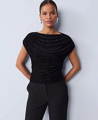Ann Taylor Petite Velvet Dot Draped Shell Top sold by Ann Taylor