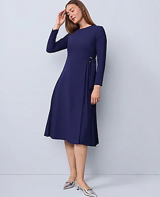 Ann Taylor Petite Pleated Crepe Flare Dress sold by Ann Taylor