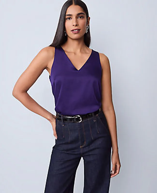 Ann Taylor Mixed Media V-Neck Shell Top sold by Ann Taylor