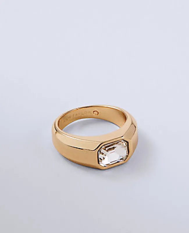 Ann Taylor Beveled Crystal Metal Ring sold by Ann Taylor