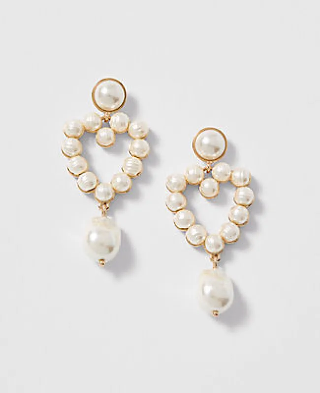 Ann Taylor Pearlized Heart Drop Earrings sold by Ann Taylor