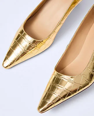 Ann Taylor Metallic Croco Kitten Heel Pump sold by Ann Taylor product image thumbnail 2