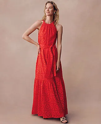 Ann Taylor Petite Eyelet Halter Flare Maxi Dress sold by Ann Taylor product image thumbnail 4
