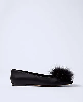 Ann Taylor Feather Embellished Satin Flat sold by Ann Taylor