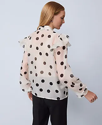 Ann Taylor Petite Dotted Ruffle Trim Blouse sold by Ann Taylor product image thumbnail 2