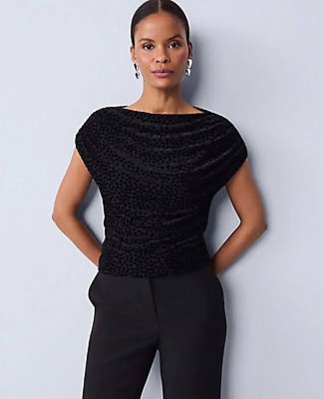 Ann Taylor Petite Velvet Dot Draped Shell Top sold by Ann Taylor
