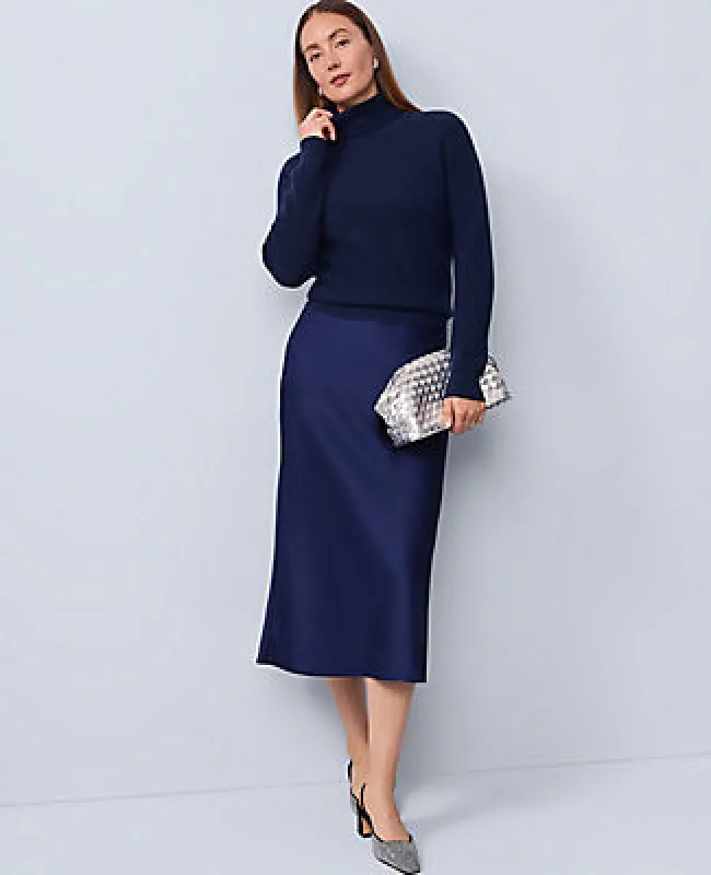 Ann Taylor Satin Bias Midi Slip Skirt sold by Ann Taylor