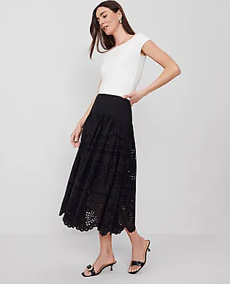 Ann Taylor Eyelet Yoke Midi Skirt sold by Ann Taylor product image thumbnail 2