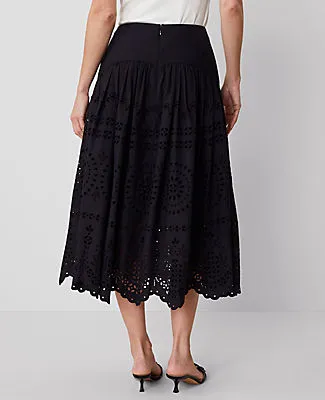 Ann Taylor Eyelet Yoke Midi Skirt sold by Ann Taylor product image thumbnail 4