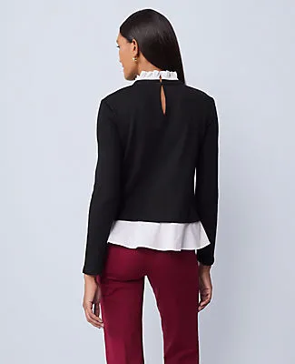 Ann Taylor Weekend Collection Ruffle Mix Media Top sold by Ann Taylor product image thumbnail 2