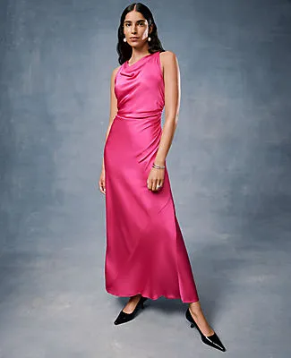 Ann Taylor Petite Halter Bias Satin Maxi Dress sold by Ann Taylor product image thumbnail 3