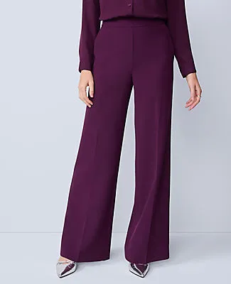 Ann Taylor The Petite Wide-Leg Pant in Fluid Crepe — Curvy Fit sold by Ann Taylor